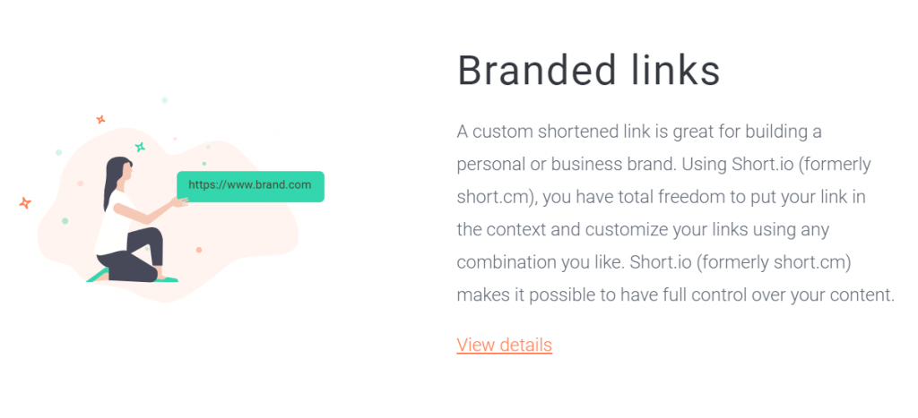 Short.io branded links homepage.